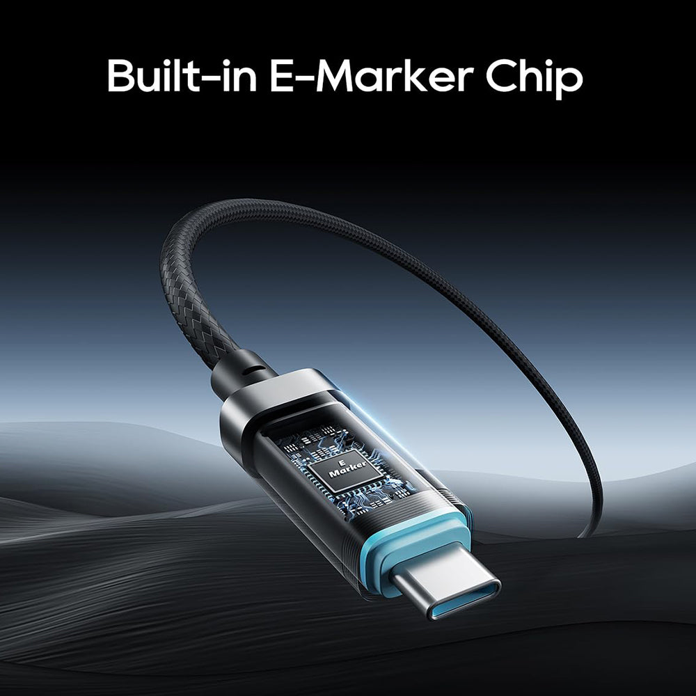 USB-C - USB-C kabel za prijenos podataka i punjenje Cuktech CTC620P Display, 240W, 2m, Crni CCTC620POSBK