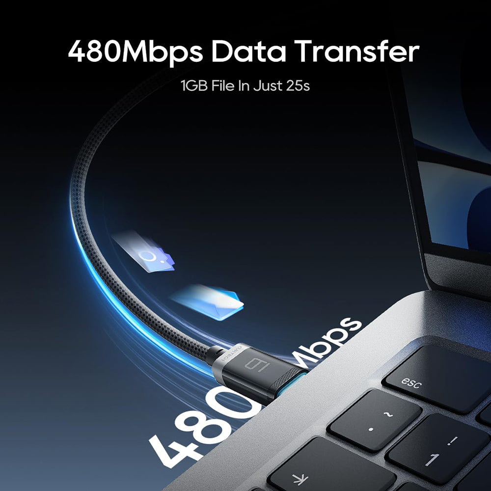 USB-C - USB-C kabel za prijenos podataka i punjenje Cuktech CTC620P Display, 240W, 2m, Crni CCTC620POSBK