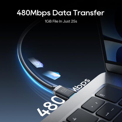 USB-C - USB-C kabel za prijenos podataka i punjenje Cuktech CTC620P Display, 240W, 2m, Crni CCTC620POSBK