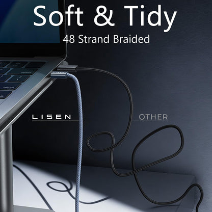 Kabel za podatke i punjenje USB-C - USB-C Lisen, 240W, 2m, Set 2 komada, Tamnoplavi YL0123070023