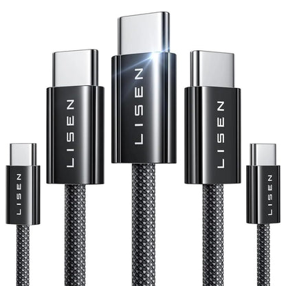 Kabel za podatke i punjenje USB-C - USB-C Lisen, 60W, Set 5 komada (2 x 1m, 2 x 2m, 1 x 3m), Crni YL0123070010
