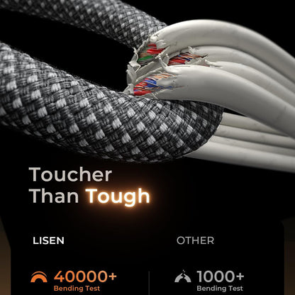 Kabel za podatke i punjenje USB-C - USB-C Lisen, 60W, Set 5 komada (2 x 1m, 2 x 2m, 1 x 3m), Crni YL0123070010