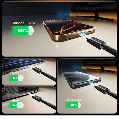 Kabel za podatke i punjenje USB-C - USB-C Lisen, 60W, Set 5 komada (2 x 1m, 2 x 2m, 1 x 3m), Crni YL0123070010