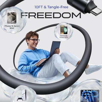 Kabel za podatke i punjenje USB-C - USB-C Lisen L115, 100W, 3m, Crni YL0125040001