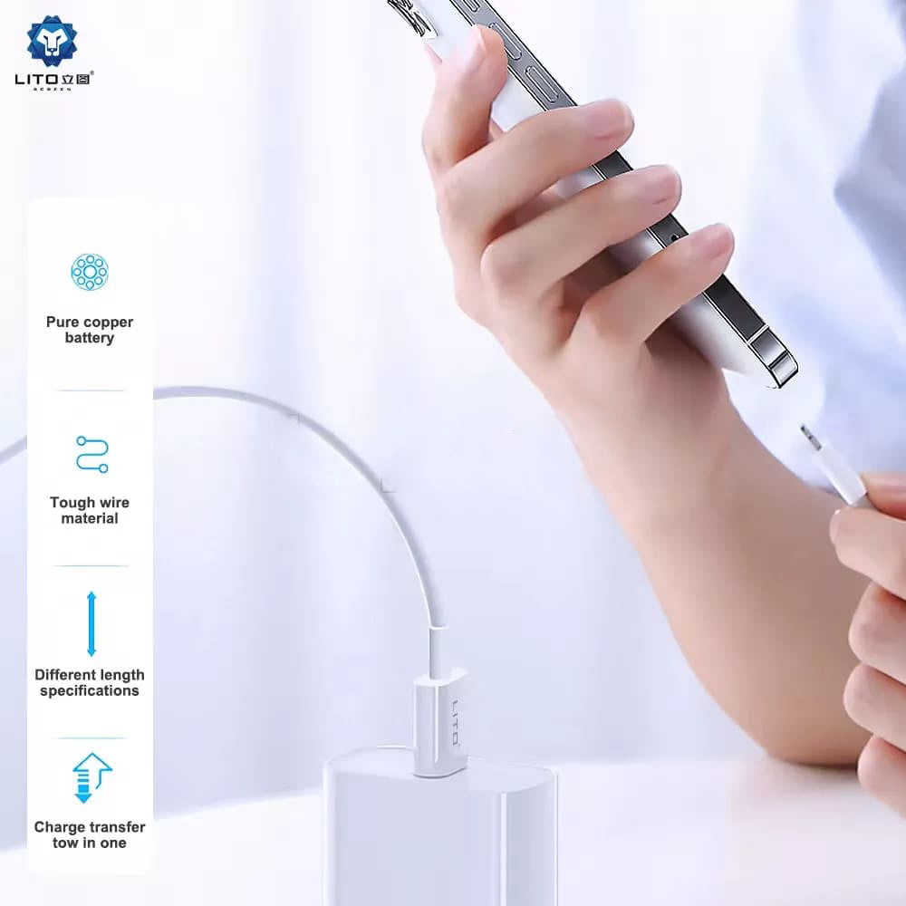 Kabel za podatke i punjenje USB-C - USB-C Lito, 18W, 2m, Bijeli