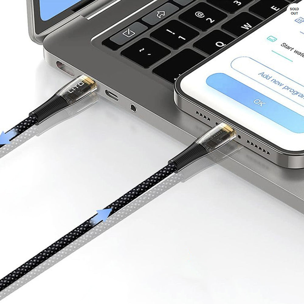Kabel za podatke i punjenje USB-C - USB-C Lito LD01, 60W, 1.2m, Crni