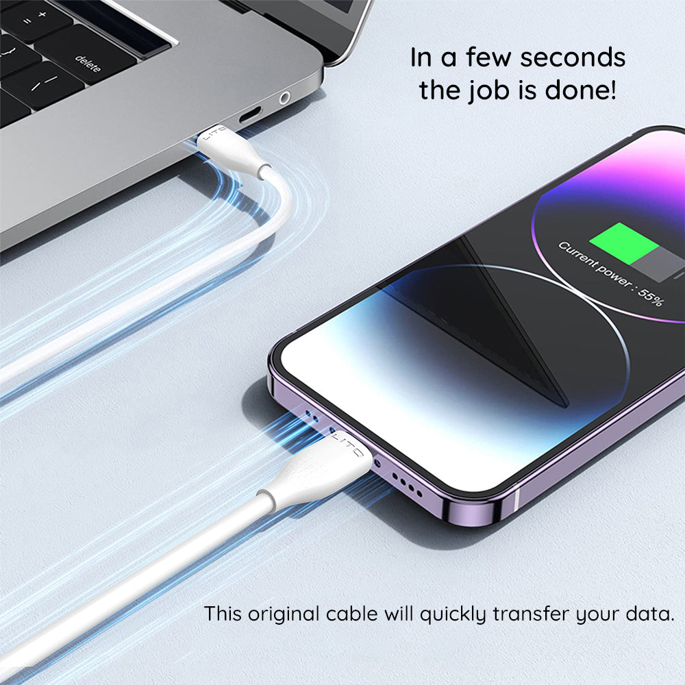 Kabel za podatke i punjenje USB-C - USB-C Lito LD03, 60W, 1m, Bijeli