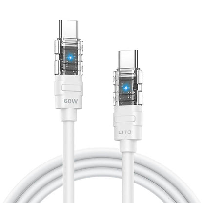 Kabel za podatke i punjenje USB-C - USB-C Lito LD05, 60W, 1m, Bijeli