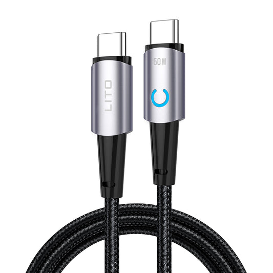 Kabel za podatke i punjenje USB-C - USB-C Lito LD10CC, 60W, 1m, Crni