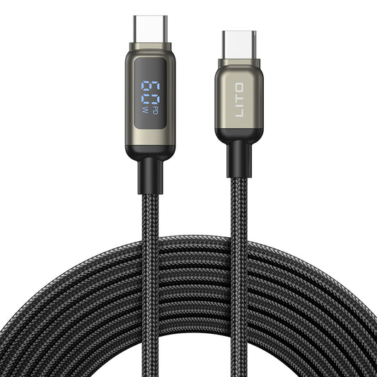 Kabel za podatke i punjenje USB-C - USB-C Lito LD15 Display, 60W, 1m, Crni