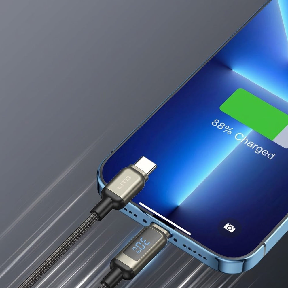 Kabel za podatke i punjenje USB-C - USB-C Lito LD15 Display, 60W, 1m, Crni