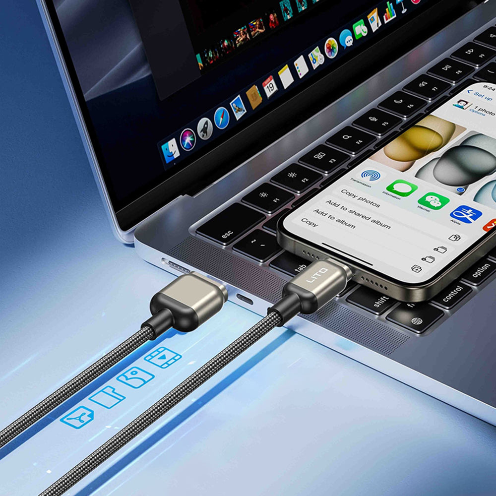 Kabel za podatke i punjenje USB-C - USB-C Lito LD17, 100W, 1m, Crni