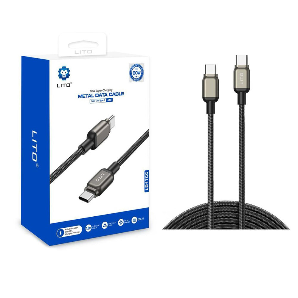 Kabel za podatke i punjenje USB-C - USB-C Lito LD17, 100W, 1m, Crni