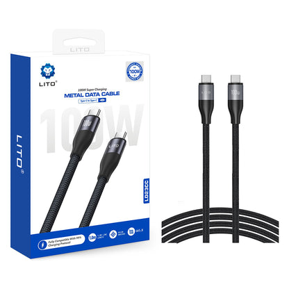 Kabel za podatke i punjenje USB-C - USB-C Lito LD23CC, 100W, 1m, Sivi