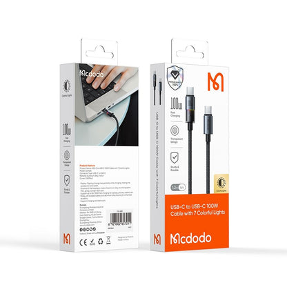 Kabel za podatke i punjenje USB-C - USB-C McDodo CA-8200 Colorful, 100W, 1.2m, Crni