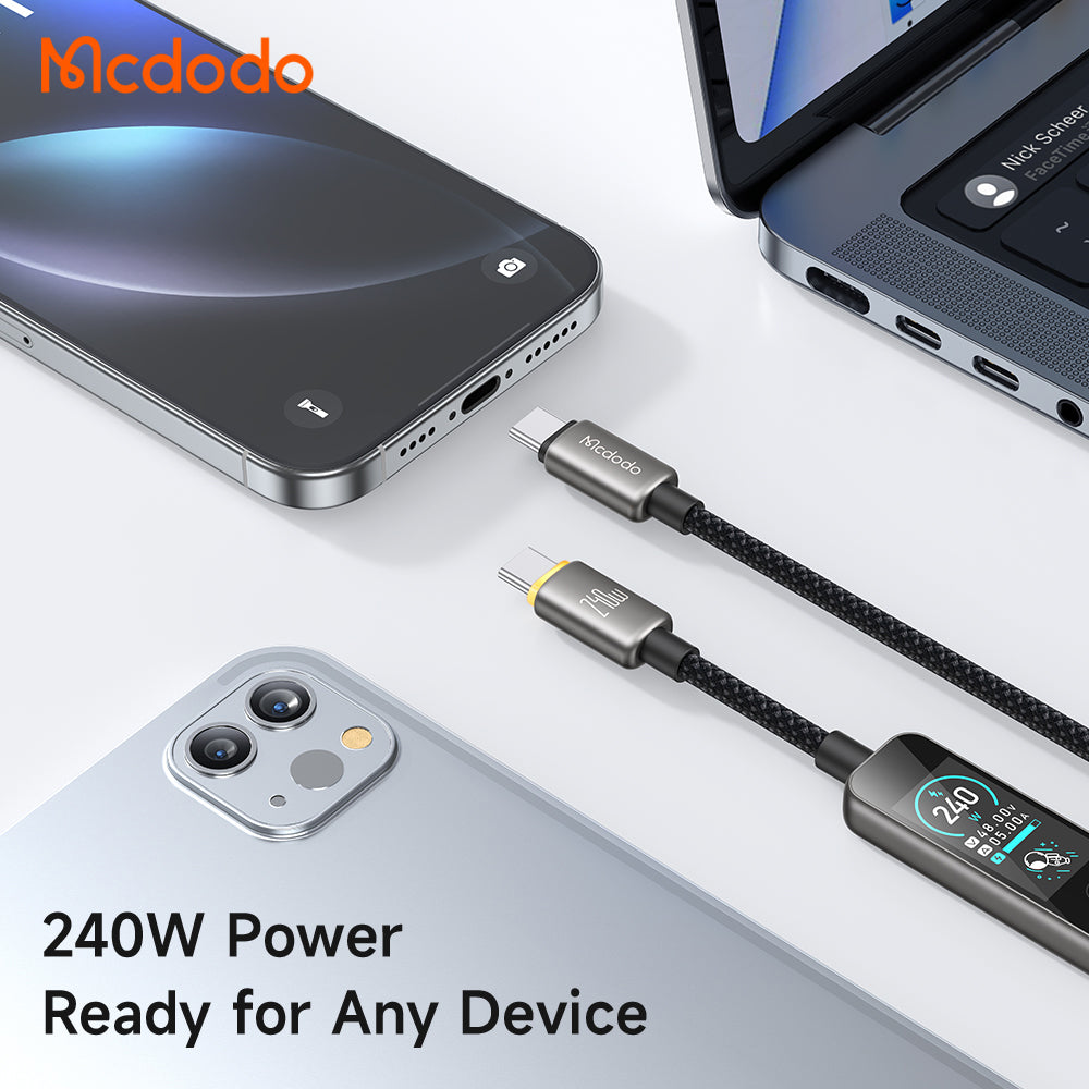 USB-C - USB-C McDodo CA-8750 Display kabel za prijenos podataka i punjenje, 240W, 1.2m, crni