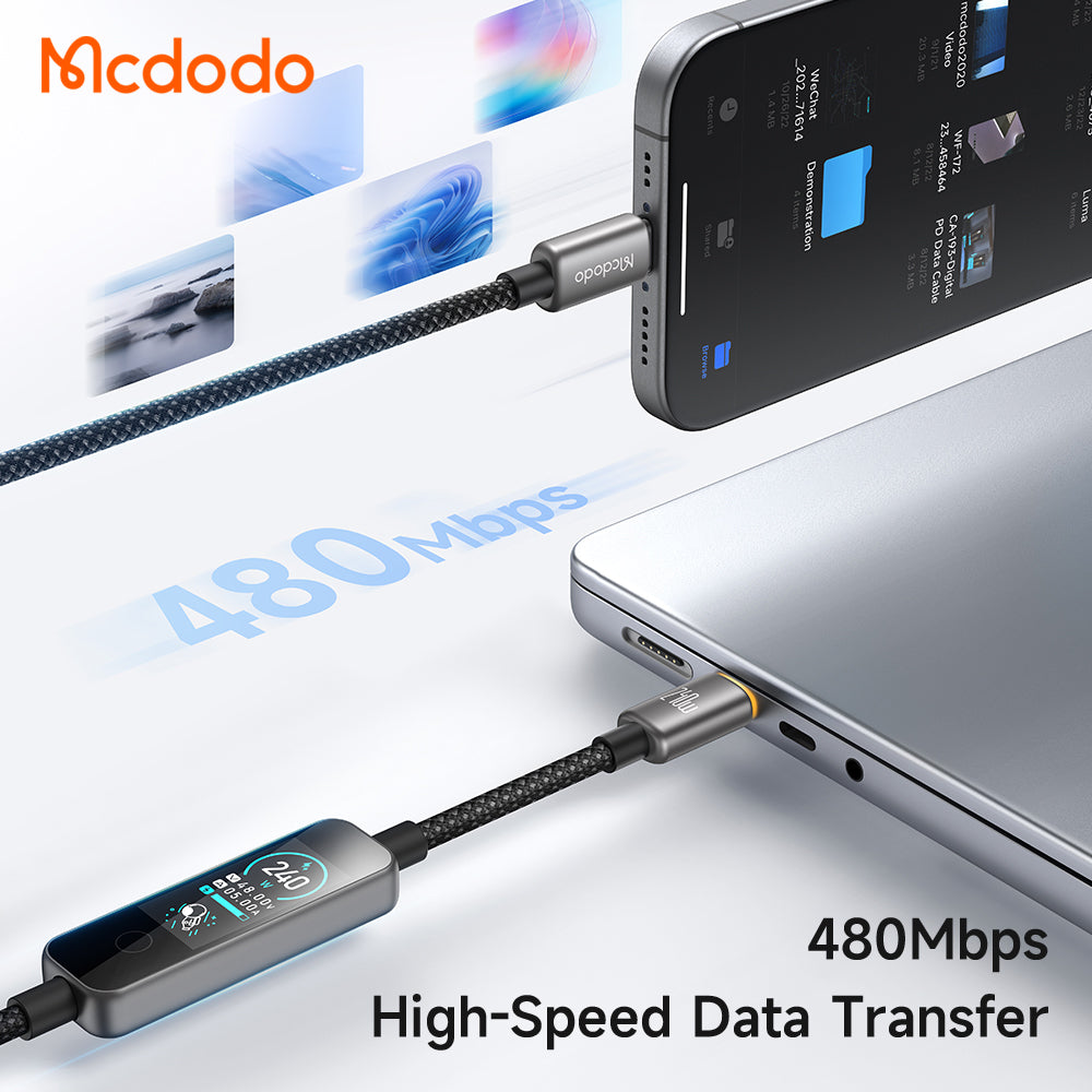 USB-C - USB-C McDodo CA-8750 Display kabel za prijenos podataka i punjenje, 240W, 1.2m, crni
