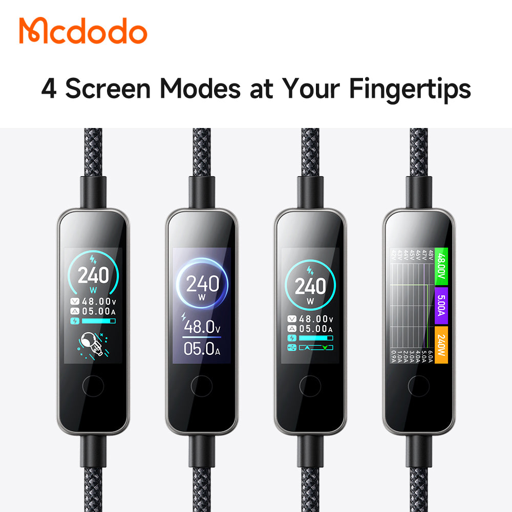 USB-C - USB-C McDodo CA-8750 Display kabel za prijenos podataka i punjenje, 240W, 1.2m, crni