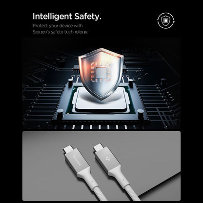 Kabel za prijenos podataka i punjenje USB-C - USB-C Spigen EB10015CC, 100W, 1.5m, Bijeli ACA10420