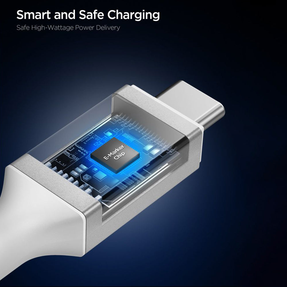 Kabel za prijenos podataka i punjenje USB-C - USB-C Spigen EB24012CC, 240W, 1.2m, Bijeli