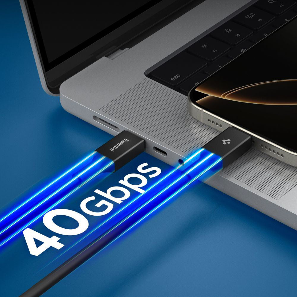 Kabel za prijenos podataka i punjenje USB-C - USB-C Spigen EB24012CC, 240W, 1.2m, Crni