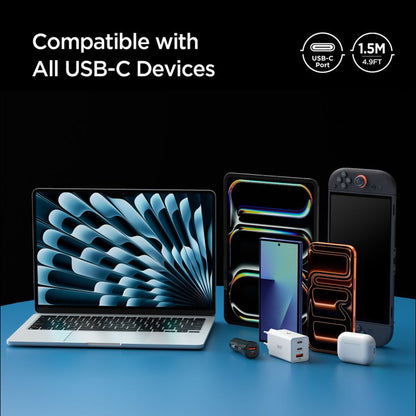 Kabel za prijenos podataka i punjenje USB-C - USB-C Spigen EB24015CC, 240W, 1.5m, Bijeli ACA10422