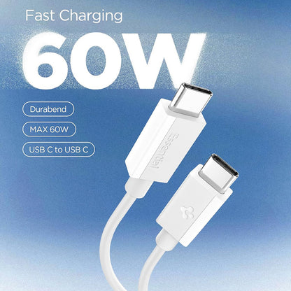USB-C - USB-C kabel za prijenos podataka i punjenje Spigen EB6015CC, 60W, 1.5m, Bijela ACA10416