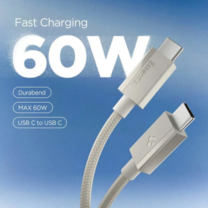 USB-C - USB-C kabel za prijenos podataka i punjenje Spigen EB6015CC, 60W, 1.5m, Titan Siva ACA10419