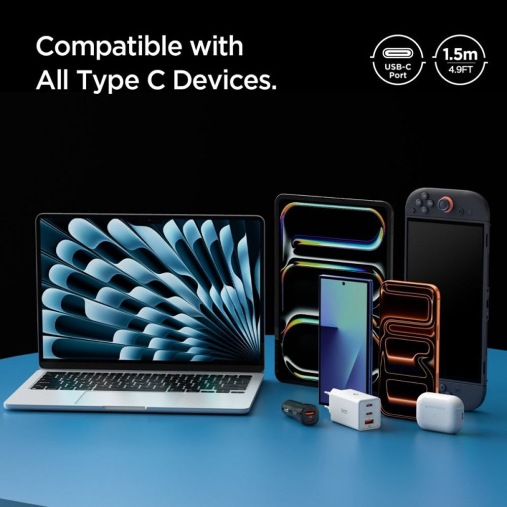 USB-C - USB-C kabel za prijenos podataka i punjenje Spigen EB6015CC, 60W, 1.5m, Siva ACA10418