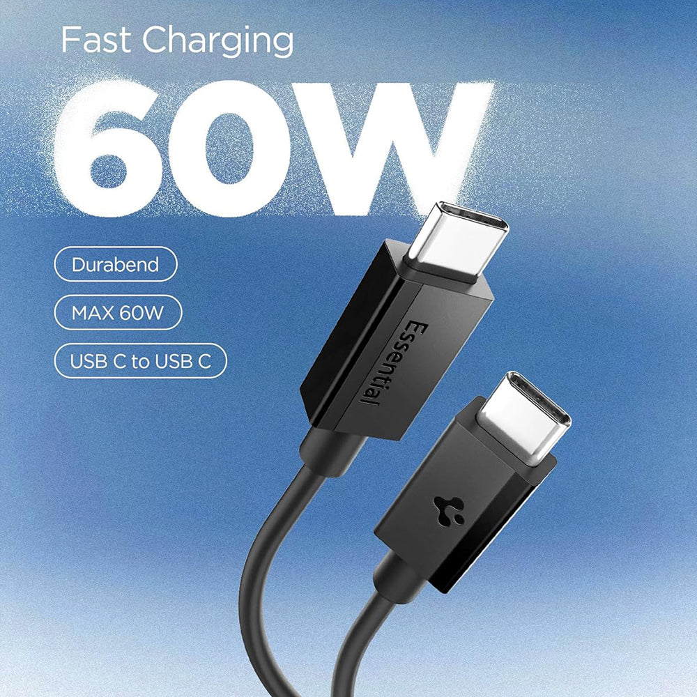 USB-C - USB-C kabel za prijenos podataka i punjenje Spigen EB6015CC, 60W, 1.5m, Crni ACA10417