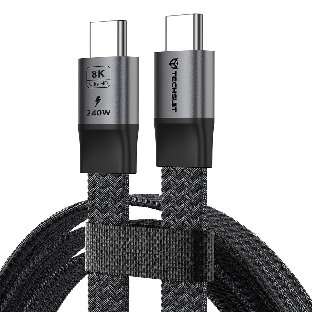 USB-C kabel za prijenos podataka i punjenje - USB-C Techsuit ElysiumSync Pro CX1, 240W, 1m, Siva