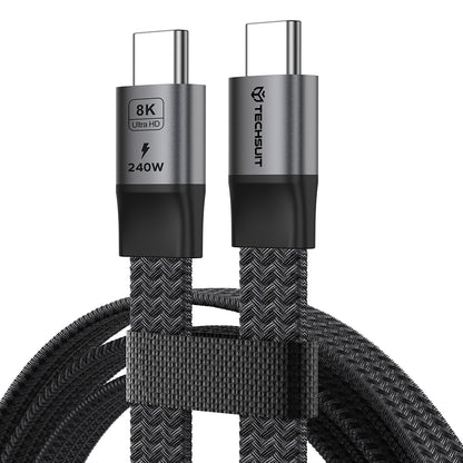 USB-C kabel za prijenos podataka i punjenje - USB-C Techsuit ElysiumSync Pro CX1, 240W, 1m, Siva