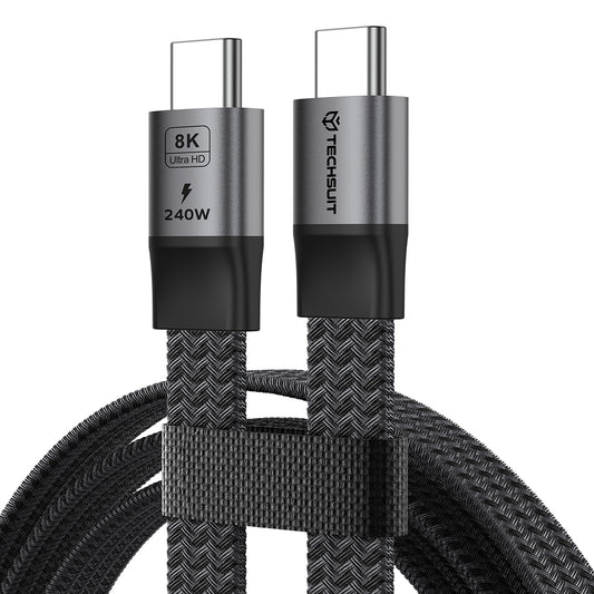 USB-C kabel za prijenos podataka i punjenje - USB-C Techsuit ElysiumSync Pro CX1, 240W, 1m, Siva