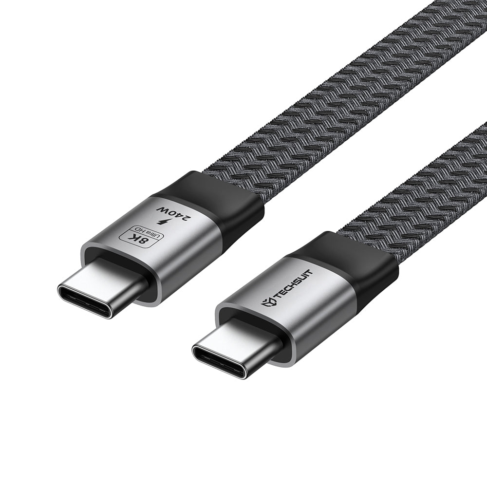USB-C kabel za prijenos podataka i punjenje - USB-C Techsuit ElysiumSync Pro CX1, 240W, 1m, Siva