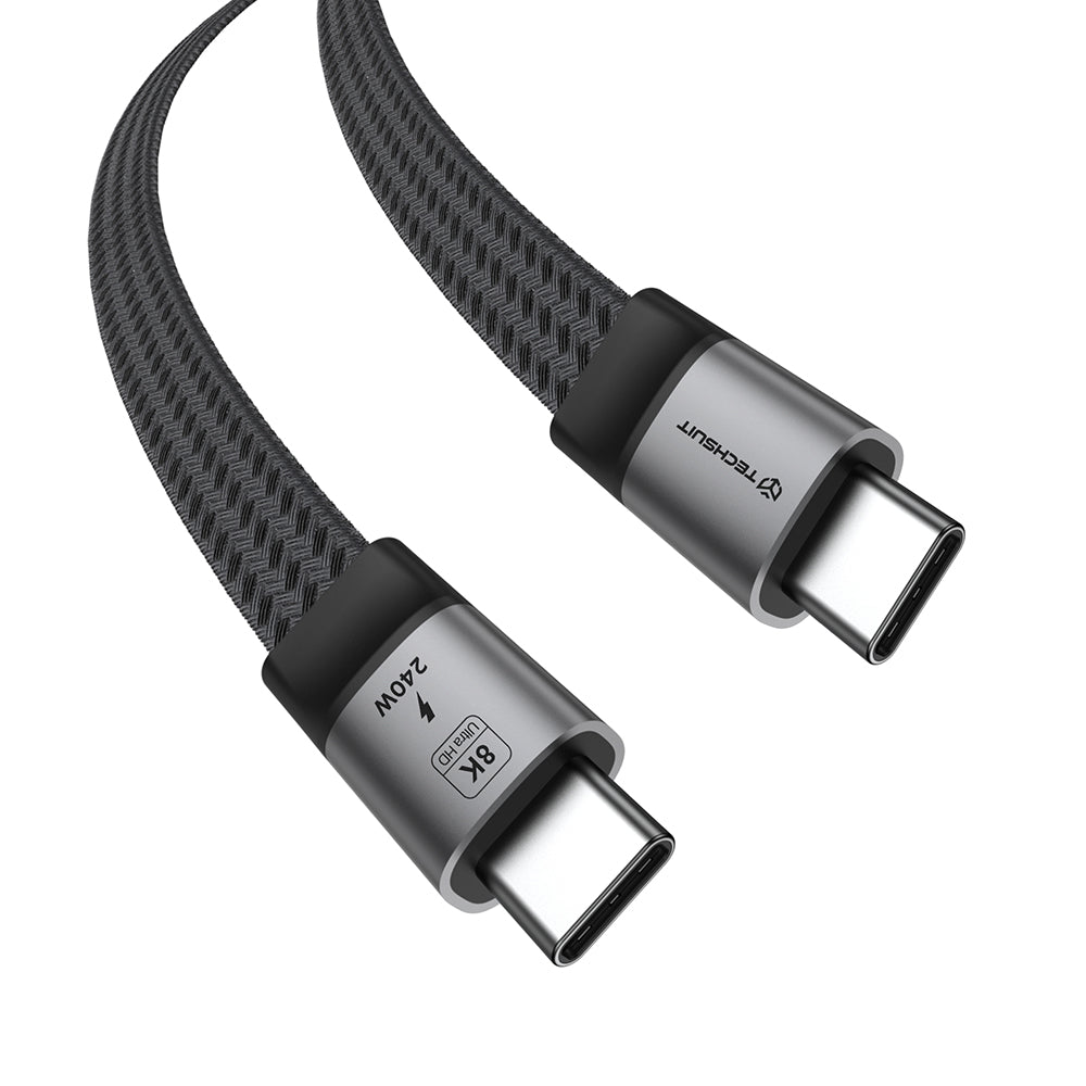USB-C kabel za prijenos podataka i punjenje - USB-C Techsuit ElysiumSync Pro CX1, 240W, 1m, Siva