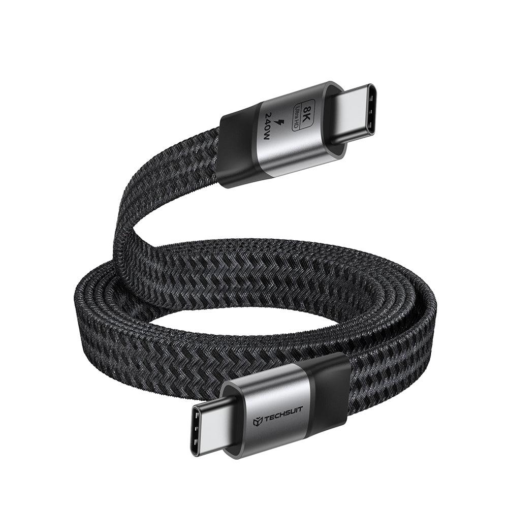 USB-C kabel za prijenos podataka i punjenje - USB-C Techsuit ElysiumSync Pro CX1, 240W, 1m, Siva