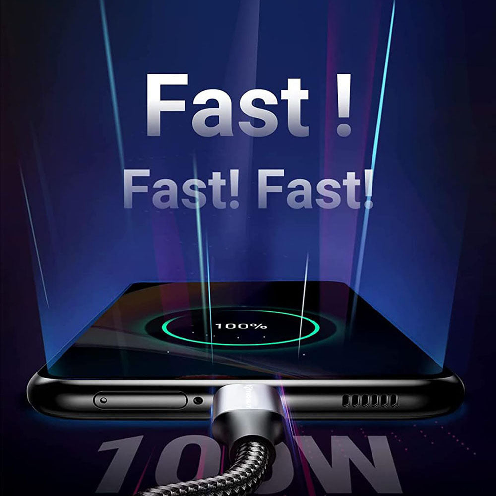 Kabel za podatke i punjenje USB-C - USB-C Techsuit PCB018, 100W, 1m, Crni