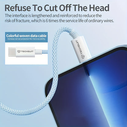 Kabel za podatke i punjenje USB-C - USB-C Techsuit PCB114D, 60W, 1m, Plavi