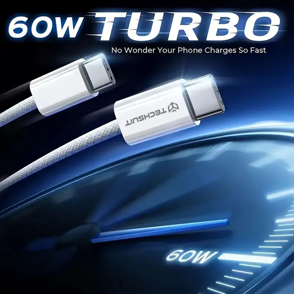 Kabel za podatke i punjenje USB-C - USB-C Techsuit PCB114D, 60W, 1m, Sivi