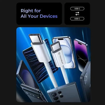 Kabel za podatke i punjenje USB-C - USB-C Techsuit PCB114D, 60W, 1m, Ljubičasti