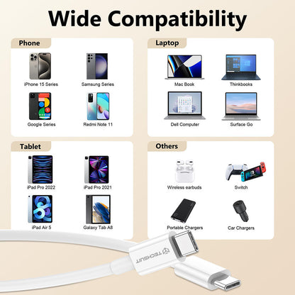 Kabel za prijenos podataka i punjenje USB-C - USB-C Techsuit PCB130, 60W, 1m, Bijeli