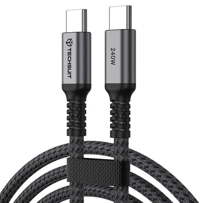 USB-C - USB-C kabel za prijenos podataka i punjenje Techsuit TitanSync Pro CX2, 240W, 1m, Siva
