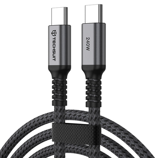 USB-C - USB-C kabel za prijenos podataka i punjenje Techsuit TitanSync Pro CX2, 240W, 1m, Siva