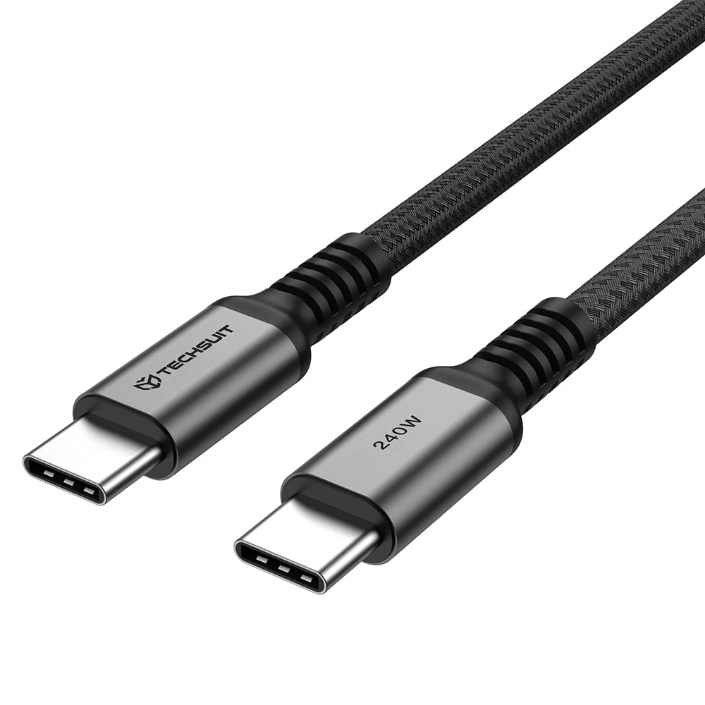 USB-C - USB-C kabel za prijenos podataka i punjenje Techsuit TitanSync Pro CX2, 240W, 1m, Siva
