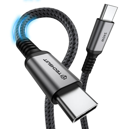 USB-C - USB-C kabel za prijenos podataka i punjenje Techsuit TitanSync Pro CX2, 240W, 1m, Siva