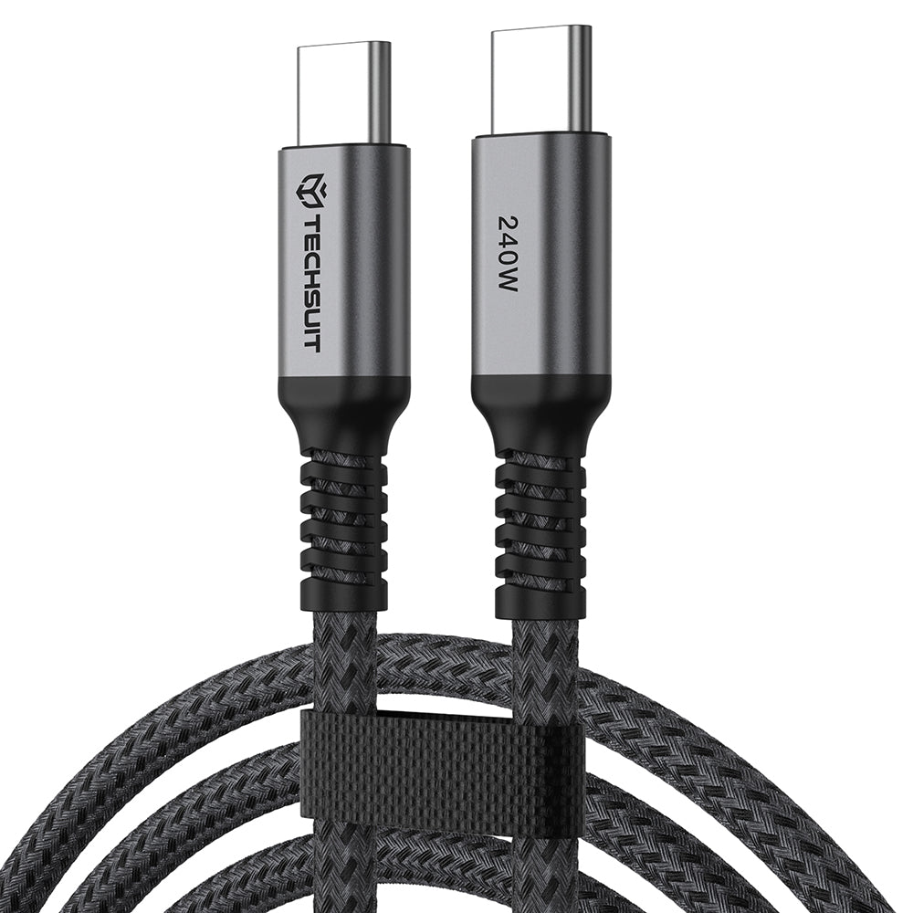 USB-C kabel za prijenos podataka i punjenje - USB-C Techsuit TitanSync Pro CX2, 240W, 2m, Siva