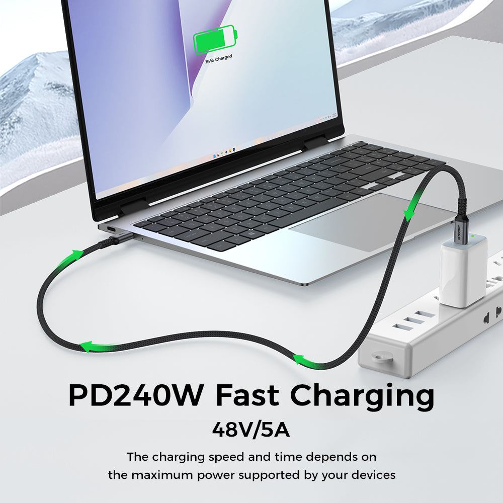 USB-C kabel za prijenos podataka i punjenje - USB-C Techsuit TitanSync Pro CX2, 240W, 2m, Siva