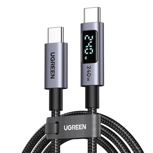 USB-C - USB-C kabel za prijenos podataka i punjenje UGREEN 65867 Display, 240W, 2m, Siva
