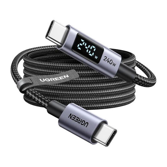 USB-C - USB-C kabel za prijenos podataka i punjenje UGREEN 65867 Display, 240W, 2m, Siva