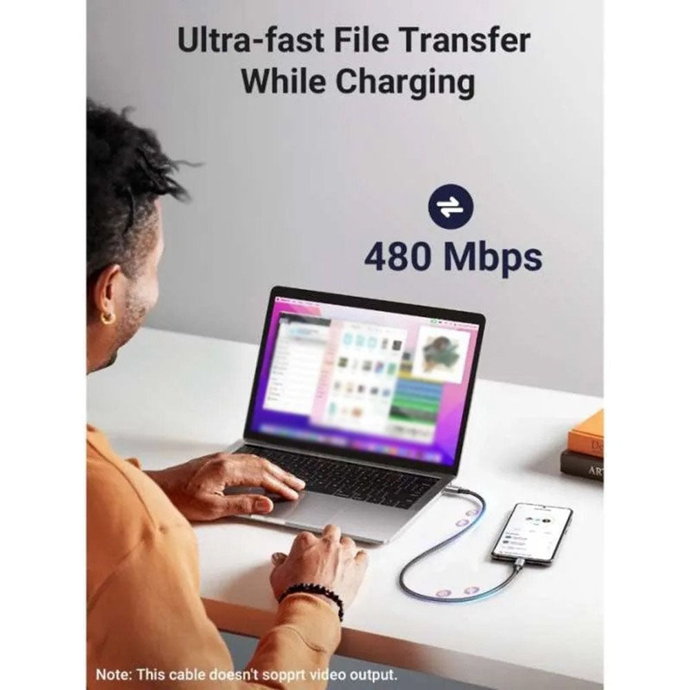 Kabel za podatke i punjenje USB-C - USB-C UGREEN L502, 100W, 1m, Crni